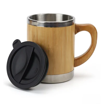 Bamboo Insulated Travel Mug 400ml with Handle